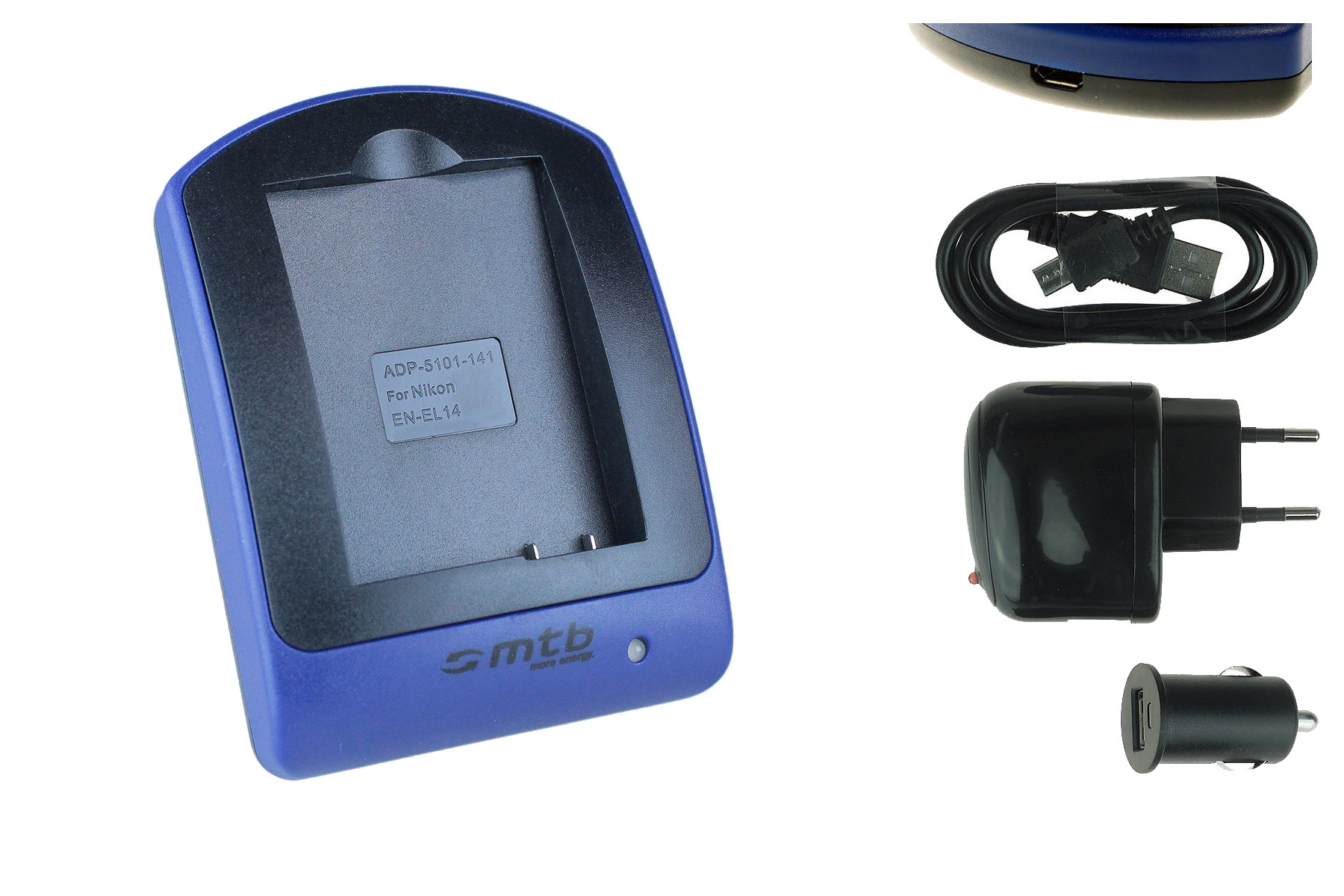 Akku-Ladegerät (USB) EN-EL14 für Nikon Df / D3100, D3200, D5100, D5200, D5300 - Afbeelding 1 van 1
